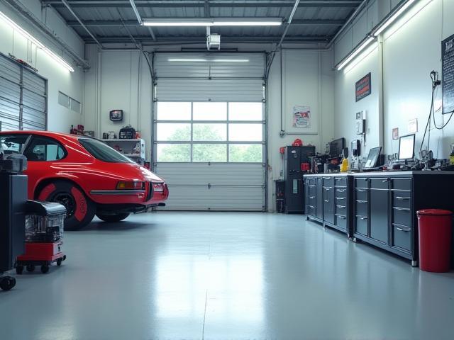 Clean and organized car detailing workspace